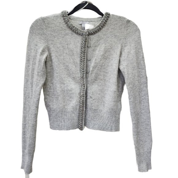 Women&M Crop Knit Sequin trim Cardigan XS - Picture 1 of 9